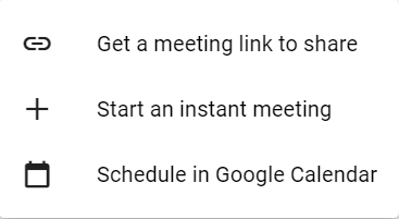 Start a meeting options