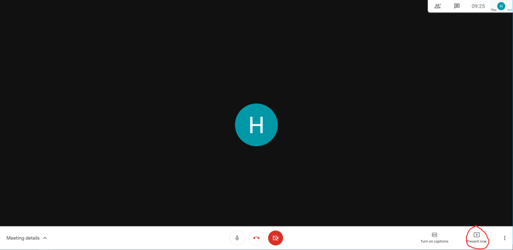 Present button on meeting screen
